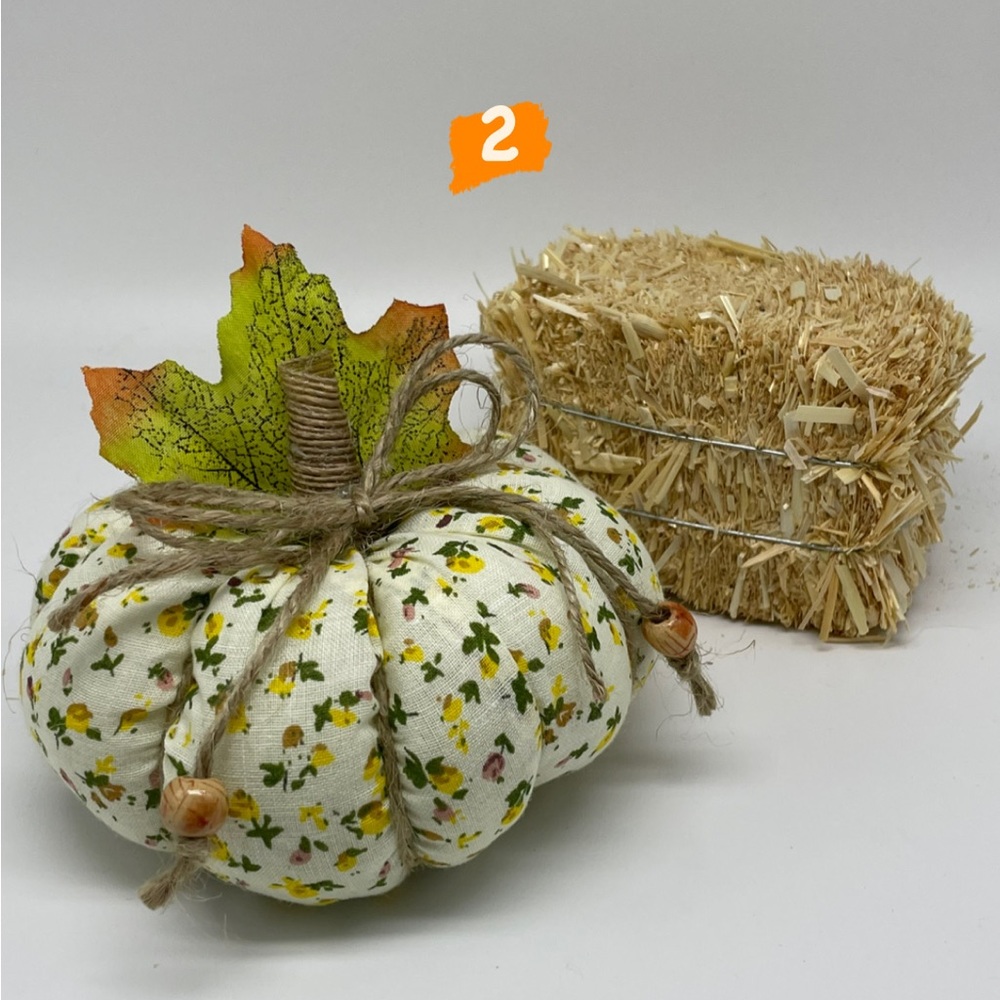 One Orange Pumpkin of Your Choice Stuffed Fabric Pumpkins Fall Farmhouse Decor - Picture 3 of 8